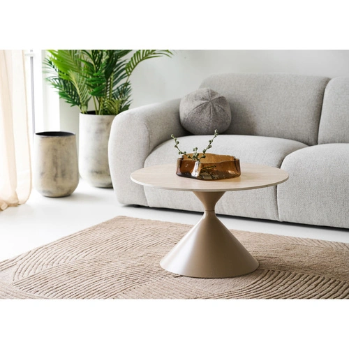 Annecy moderní kulatý konferenční stolek keramický travertin 70 cm