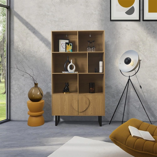 Knihovna Calypso přírodní loftová se skříňkou a policemi do obýváku Intesi 180x100 cm