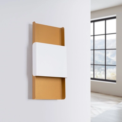 Moderní nástěnné svítidlo DURLIN zlaté a bílé SOLLUX LIGHTING do obýváku a ložnice 40 cm
