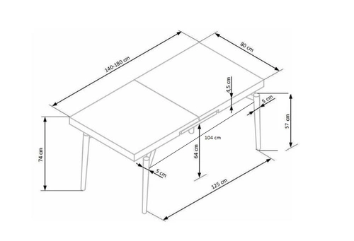Rozkládací jídelní stůl Mella moderní loft dub přírodní černé nohy 140–180 cm