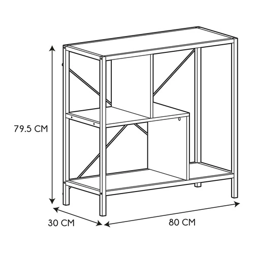 Knihovna Rack S bílá moderní loftová 80 cm kovová do obýváku a kanceláře Intesi