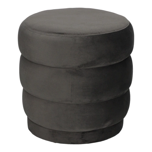 Šedý kulatý taburet Sinan čalouněný moderní do obývacího pokoje a předsíně Atmosphera 40 cm