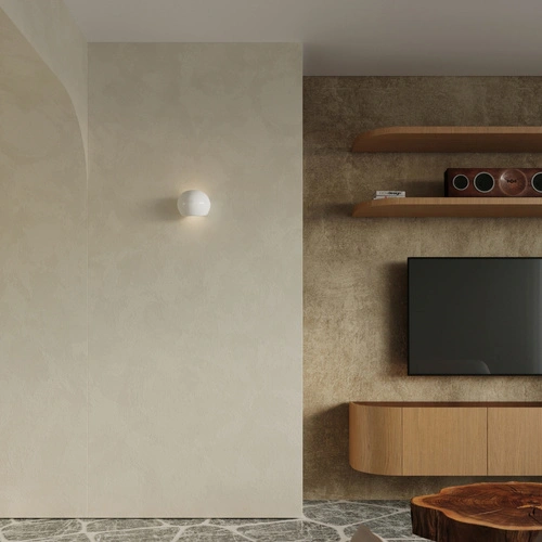 Moderní keramická nástěnná lampa Globe Sollux bílý lesk do obýváku a ložnice