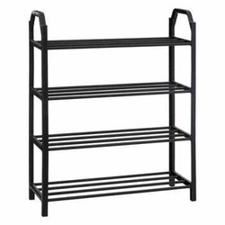 Černý botník se 4 policemi 5five simply smart loftový, kompaktní do předsíně