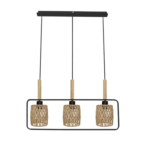 Závěsné svítidlo Crown černé béžové boho 3bodové nastavitelné nad jídelní stůl do obýváku