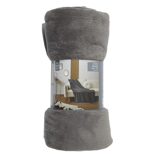 Šedý pléd Molleton 150x200 cm moderní hřejivá deka na pohovku do obýváku Intesi