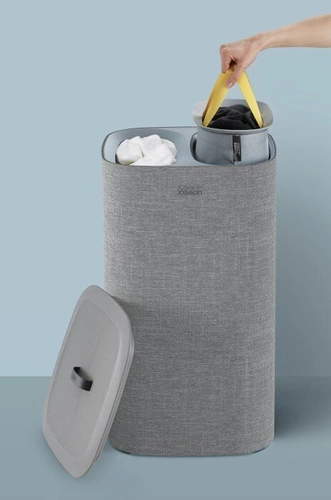 Joseph Joseph Tota moderní dvoukomorový koš na prádlo 60 l do koupelny šedý