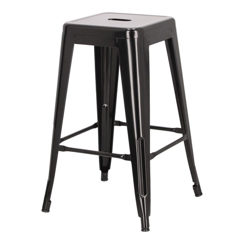 Barová židle Paris 66 cm černá kovová bez opěrky industriální k kuchyňskému ostrůvku inspirovaná Tolix