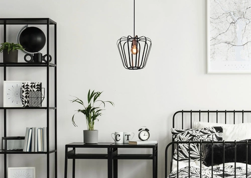 Měděná závěsná lampa Jonas 1x40W E27 stínidlo černé