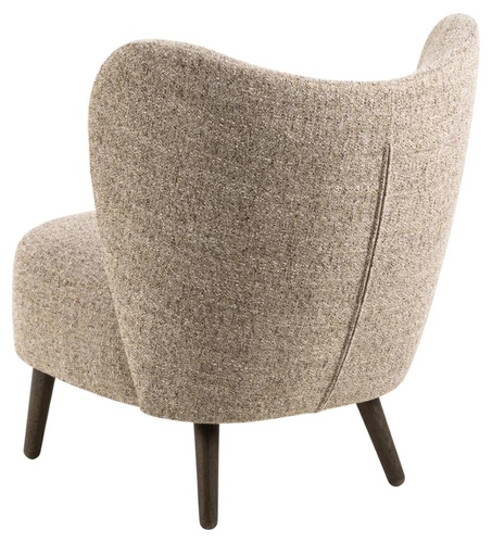 Relaxační křeslo Elmont skandinávské do obýváku plyšové béžové dubové dřevo Actona