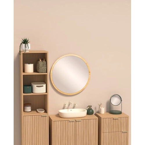 Úzká stojací koupelnová skříňka Tasso přírodní skandinávský styl se zásuvkou 33 cm 5five