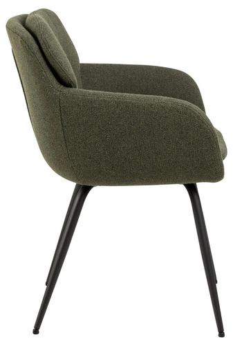 Jídelní židle Dora Actona zelená čalouněná s područkami moderní na kovových nohách