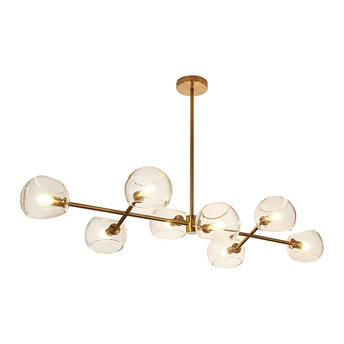 Moderní závěsné svítidlo COSMIC-8 zlaté 85 cm do obýváku a jídelny skleněné