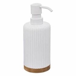 Modern bílý dávkovač mýdla 5five simply smart bambusový do koupelny 270 ml