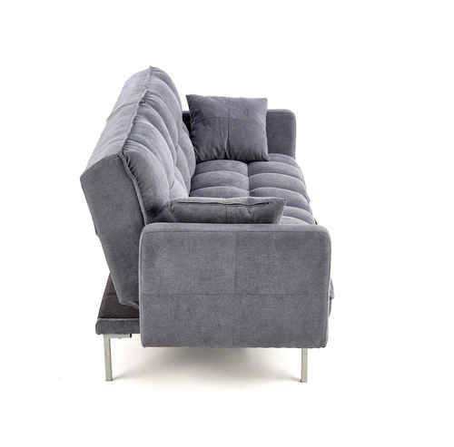 Rozkládací pohovka Kalin šedá skandinávská s funkcí spaní do obýváku, prošívaná látka Intesi