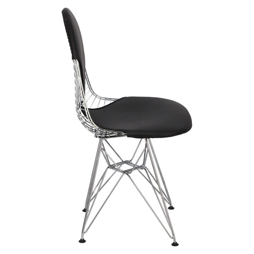 Moderní kovová jídelní židle Net Double černá s polštářem