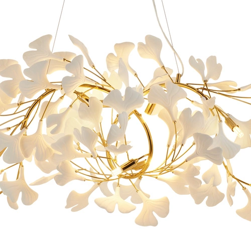 Závěsné svítidlo BOTANIKA WAVE zlatá bílá 125 cm moderní nad jídelní stůl