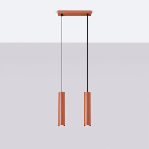 Závěsné loftové svítidlo LAGOS 2 okrově červené, nastavitelné do obýváku a nad kuchyňský ostrůvek