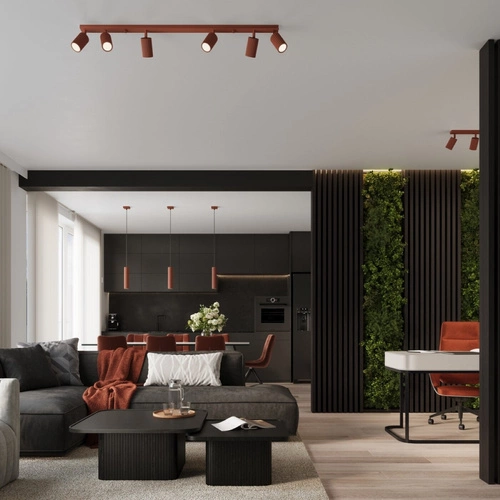 Moderní červené stropní svítidlo Karbon 6L s nastavitelnými rameny do obýváku a ložnice SOLLUX