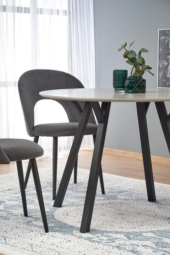 Kulatý jídelní stůl Gorbal moderní 100 cm černý světle šedý kovové nohy Intesi