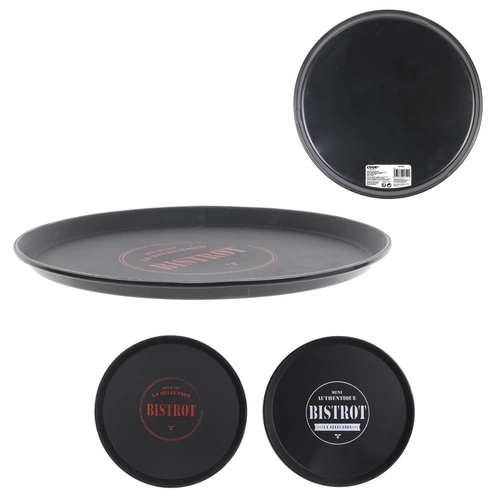 Kulatý protiskluzový podnos na nápoje a občerstvení Bistrot Intesi retro 35,5 cm