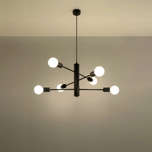 Moderní černý kovový lustr DUOMO 6 do obýváku a jídelny Sollux Lighting
