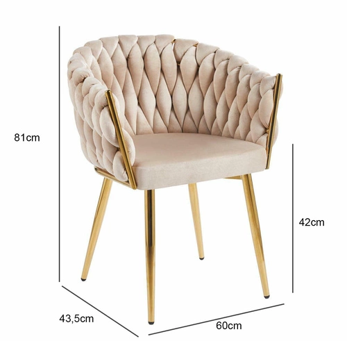 Židle Malaya Velvet béžová/zlaté nohy