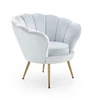 Křeslo mušle Amore světle modrý samet do obýváku moderní glamour na zlatých nohách Intesi