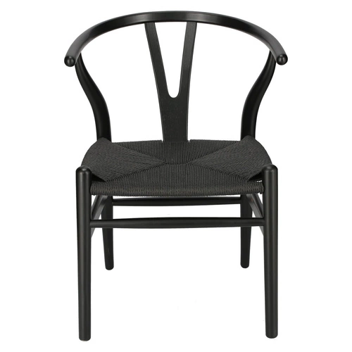 Dřevěná jídelní židle s područkami Wicker Color D2.DESIGN černá inspirovaná Wishbone