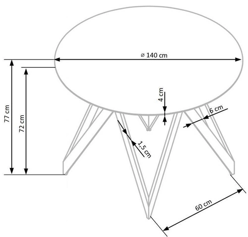 Jídelní kulatý stůl Misto 140 cm šedý mramor moderní na černých nohách Intesi