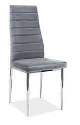Čalouněná židle Luisa šedá do jídelny, moderní, sametová, na chromovaných nohách Intesi