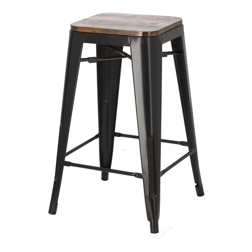 Židle barová Paris Wood 65cm černá borovice ořech Výprodej