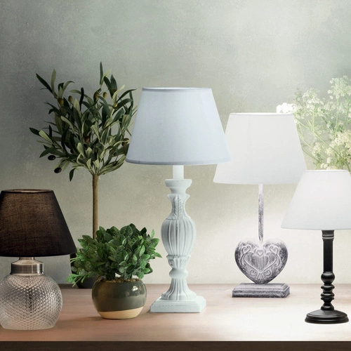 Noční lampa Renzo bílá moderní s lněným stínidlem do ložnice a obýváku Atmosphera