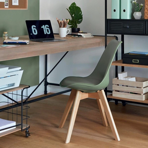 Čalouněná jídelní židle Baya khaki Atmosphera moderní s bukovými nohami