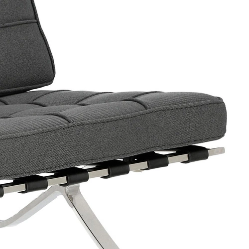 Relaxační křeslo BA1 inspirované Barcelona do obýváku glamour látka antracit chrom