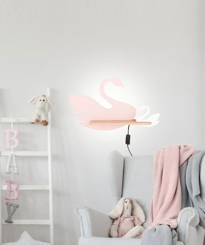 Nástěnná lampa Swan 5W LED 4000K iq kids s kabelem růžová+bílá