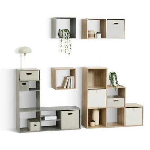 Látkový úložný box do regálu Poly Arch béžový 31x31x31 cm na hračky a oblečení 5five