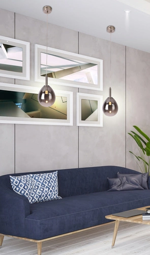 Závěsné LED svítidlo koule Lukka skleněné stříbrné do obýváku a nad stůl moderní Ledea