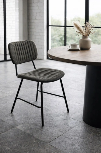 Jídelní židle Taylor Intesi moderní šedá čalouněná na kovových nohách