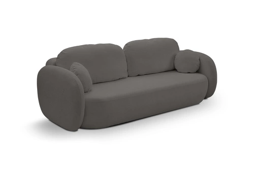 Rozkládací pohovka Salby antracitová 3místná s funkcí spaní a úložným prostorem do obýváku