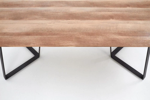 Jídelní stůl Gary loftový pevný ořech rustikální černé nohy 180x90 cm