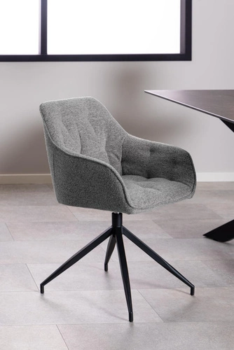 Otočená čalouněná židle Brooke šedá s područkami do jídelny a obýváku moderní