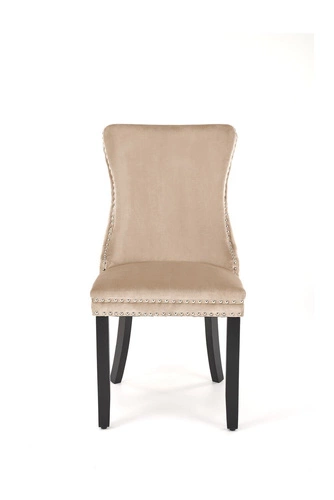 Jídelní židle Iridionne sametová béžová čalouněná moderní na černých nohách