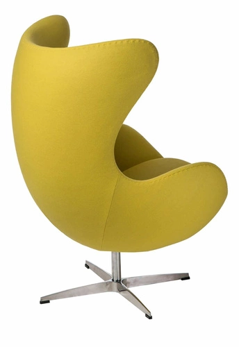 Moderní žluté křeslo ušák Jajo inspirované Egg z kašmíru, houpací a otočné do obývacího pokoje