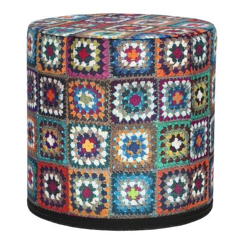 Kulatý taburet Overlay Intesi multicolor moderní do obýváku a ložnice s odnímatelným potahem