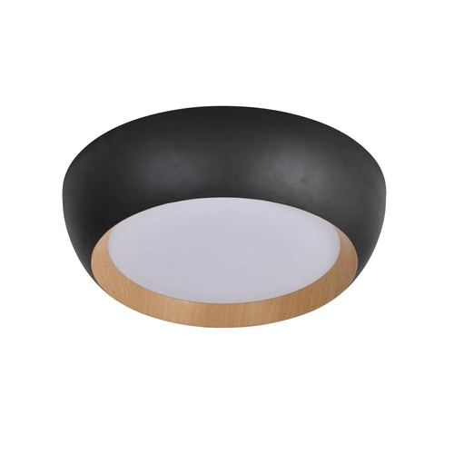 Stropní svítidlo Abruzzo černé dřevo 24W LED 40x32 cm bílé stínidlo
