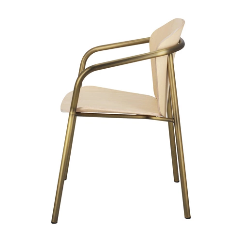Jídelní židle Finn dřevěná s područkami na zlatých nohách moderní SCAB Design