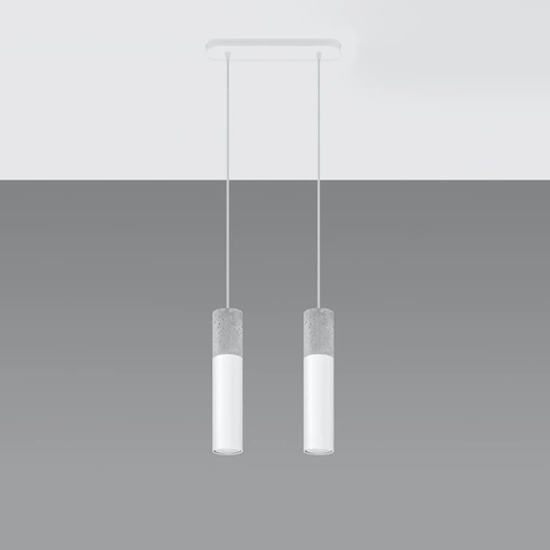 Závěsné svítidlo Borgio 2 bílé moderní do obýváku a nad stůl loftové betonové