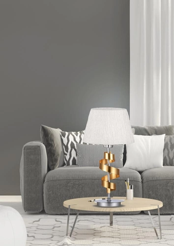 Moderní stolní lampa Denis chrom zlatý s bílým stínidlem glamour do ložnice a obýváku