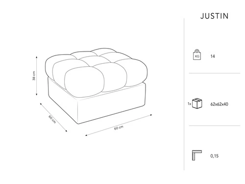 Béžová čtvercová taburetka Justin prošívaná čalouněná do obýváku a ložnice moderní 60x60 cm